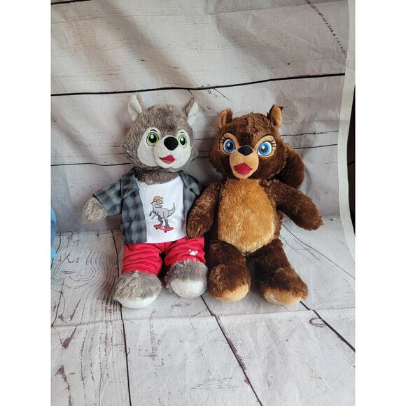 Build A Bear Sammy The Squirrel & Wiley Great Wolf Lodge Plush Stuffed Animals - Picture 1 of 11